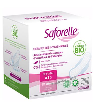 saforelle-serviettes-hygieniques-jour-coton-bio-boite-10-pieces-iprad-super-absorbant-sans-synthetique-parfum-pharmaglobe.lu