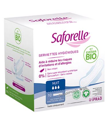 saforelle-serviettes-hygieniques-nuit-coton-bio-boite-10-pieces-aide-reduire-risques-allergies-irritation-iprad-pharmaglobe.lu