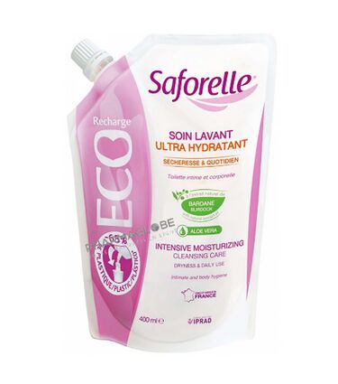 saforelle-soin-lavant-ultra-hydratant-eco-recharge-sachet-400ml-iprad-sans-savon-secheresse-intime-pharmacie-pharmaglobe.lu