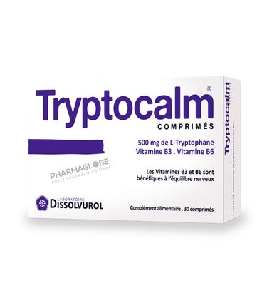 TRYPTOCALM-500-MG-30-Comprimes-equilibre-nerveux-tryptophane-precurseur-serotonine-vitamines-B-rester-zen-complement-alimentaire-pharmaglobe.lu