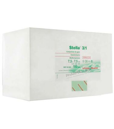 COMPRESSE-STELLA-3/1-7,5-par-7,5-CM-X-100-compresses-pharmaglobe.lu