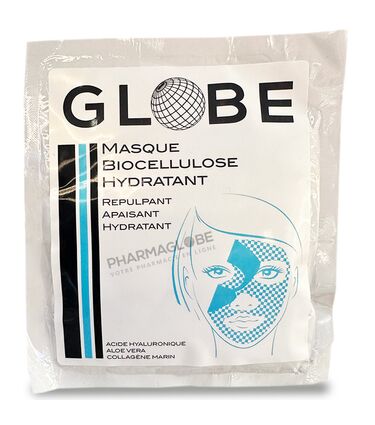 GLOBE-MASQUE-BIO-CELLULOSE-HYDRATANT-1-SACHET-repulpant-apaisant-hydratant-acide-hyaluronique-aloe-vera-collagene-marin-pharmaglobe.lu