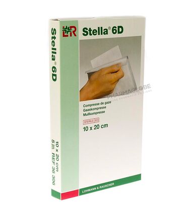 STELLA-COMPRESSE-DE-GAZE-STERILE-6D/1-10-par-20-CM-X5-36306-pharmaglobe.lu