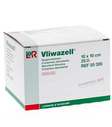 Vliwazell-10-par-10cm-25-Compresses-20320-Pansement-Très-Absorbant-pharmaglobe.lu