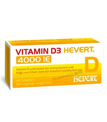 Vitamin-D3-Hevert-4000-IE-60-Comprimés-Système-immunitaire-Os-Vitalité-pharmaglobe.lu