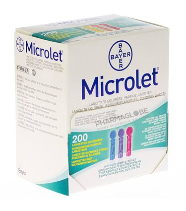 Microlet-200-Lancettes-Colorees-Bayer-control-diabete-pharmaglobe.lu