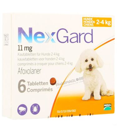 NEXGARD-11-MG-S-6-COMPRIMES-A-CROQUER-VETERINAIRE-anti-parasites-pharmaglobe.lu
