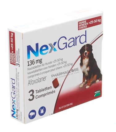 NEXGARD-136-MG-XL-3-COMPRIMES-A-CROQUER-VETERINAIRE-anti-parasites-pharmaglobe.lu