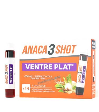 anaca-3-shot-ventre-plat-boite-de-14-flacons-ballonnement-pharmaglobe.lu