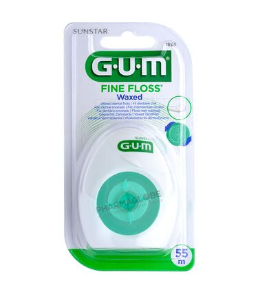 GUM-FINE-FLOSS-CYL-CIRE-55-M-N°1555-fil-dentaire-ciré-fin-pharmaglobe.lu