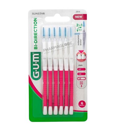 GUM-BI-DIRECTION-6-BROSSETTES-INTERDENTAIRES-1,2-MM-N°2614-espaces-interdentaires-pharmaglobe.lu