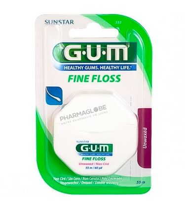 GUM-FINE-FLOSS-CYL-NON-CIRE-55M-N°555-fil-dentaire-pharmaglobe.lu