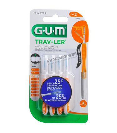 GUM-TRAV-LER-1412-LOT-DE-4-BROSSETTES-INTERDENTAIRES-0,9-MM-pharmaglobe.lu