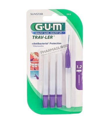 GUM-TRAV-LER-1512-LOT-DE-4-BROSSETTES-INTERDENTAIRES-1,2MM-pharmaglobe.lu