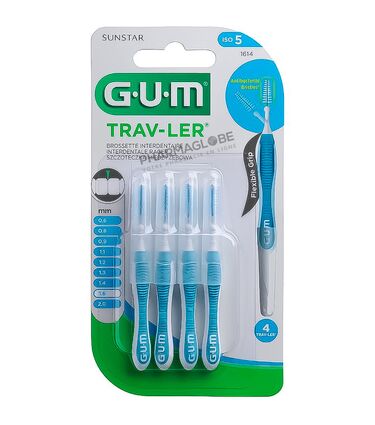 GUM-TRAV-LER-1614-LOT-DE-4-BROSSETTES-INTERDENTAIRES-1,6MM-pharmaglobe.lu