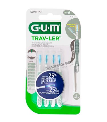 GUM-TRAV-LER-1618-LOT-DE-4-BROSSETTES-INTERDENTAIRES-2,0MM-pharmaglobe.lu