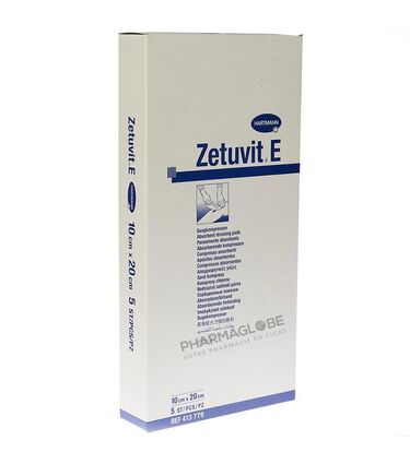 Zetuvit-E-10-par-20-cm-Pansement-Absorbant-Stérile-5-Pieces-Emballage-Individuel-Hartmann-Traitement-des-Plaies-pharmaglobe.lu