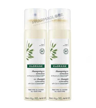 Klorane-Shampoing-Sec-à-l-Avoine-et-Céramide-Promo-Duo-2-flacons-150ml-Nettoie-Sans-Eau-pharmaglobe.lu
