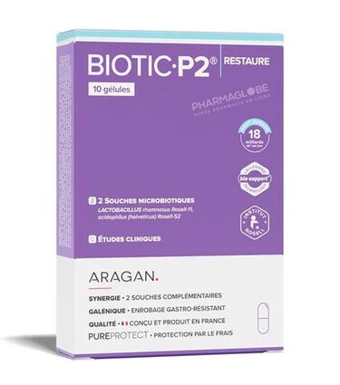 Biotic-P2-10-Gélules-Aragan-Flore-Intestinale-Souches-Microbiotiques-pharmaglobe.lu