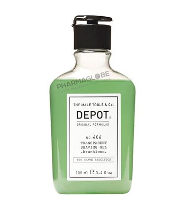 Depot-No-406-Transparent-Shaving-Gel-Brushless-Flacon-100ml-Gel-de-Rasage-Non-Moussant-pharmaglobe.lu