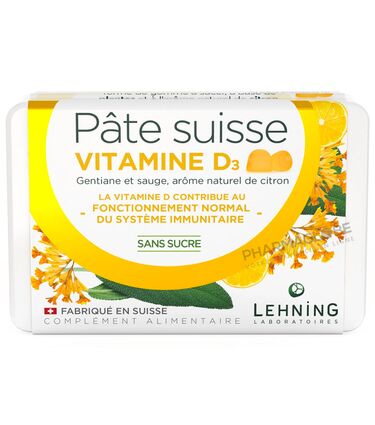 Pâte-Suisse-Vitamine-D3-40-Gommes-à-Sucer-Sans-Sucre-Lehning-Système-Immunitaire-pharmaglobe.lu