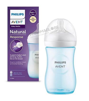 Philips-Avent-Natural-Biberon-260-ml-Bleu-Tétine-à-Réponse-Naturelle-pharmaglobe.lu
