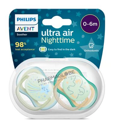 Philips-Avent-Sucette-Ultra-Air-Nighttime-0-6-Mois-Etoile-&-Hibou-2-Pièces-pharmaglobe.lu