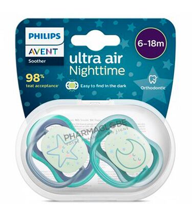 Philips-Avent-Sucette-Ultra-Air-Nighttime-+-6-Mois-Etoile-&-Lune-2-Pièces-Ultra-Air-Nuit-pharmaglobe.lu
