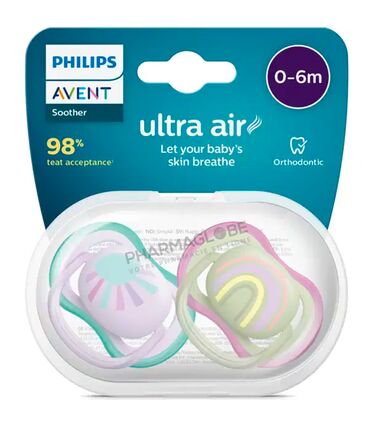 Philips-Avent-Sucette-Ultra-Air-Orthodontiques-+0-Mois-Fille-soleil-et-arc-en-ciel-pharmaglobe.lu