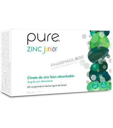 Pure-Zinc-Junior-60-Comprimés-à-Mâcher-Goût-Fraise-Solidpharma-pharmaglobe.lu