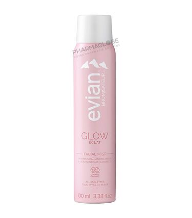 EVIAN-BRUME-GLOW-100ML-brumisateur-eclat-pharmaglobe.lu
