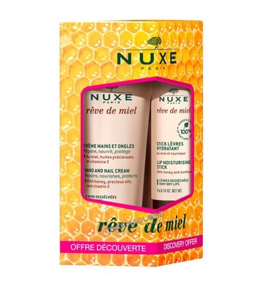 nuxe-reve-miel-duo-gourmand-creme-mains-stick-levres-pharmaglobe.lu