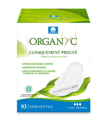 ORGANYC-SERVIETTES-NORMAL-BIO-A-10-protection-hygienique-coton-bio-pharmaglobe.lu