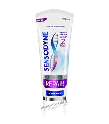 SENSODYNE-CLINICAL-REPAIR-ACTIVE-WHITE-75ML-dentifrice-repaire-dents-sensibles-avec-blancheur-pharmaglobe.lu
