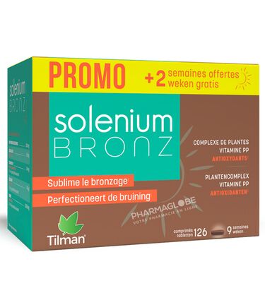 SOLENIUM-BRONZ-98+28-Comprimes-PROMO-PACK-TILMAN-preparer-peau-bronzage-pharmaglobe.lu