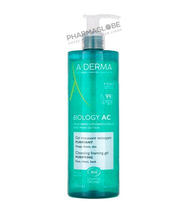 ADERMA-BIOLOGY-AC-GEL-MOUSSANT-PURIFIANT-400ML-nettoyer-visage-buste-dos-pharmaglobe.lu
