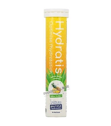 hydratis-tube-ananas-20-pastille-effervescente-electrolytes-hydratation-optimale-pharmaglobe.lu