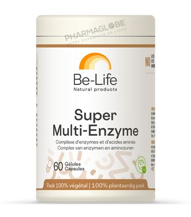 Super-Multi-Enzyme-60-Gélules-Be-Life-Bio-Life-Complexe-d-Enzymes-et-d-Acides-Aminés-pharmaglobe.lu