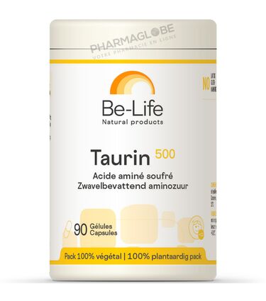 Taurin-500-mg-90-Gélules-Be-Life-Bio-Life-Acide-Aminé-Soufré-pharmaglobe.lu