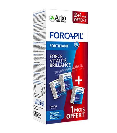 Forcapil-Cheveux-et-Ongles-Promo-2+1-Mois-3-boites-60-Gélules-Arkopharma-pharmaglobe.lu