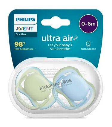 AVENT-SUCETTE-+0M-ultra-AIR-PISTACHE-BLEU-X2-tetines-bebe-pharmaglobe.lu