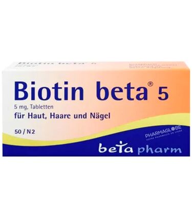 Biotin-Beta-5-mg-50-Comprimés-pharmaglobe.lu