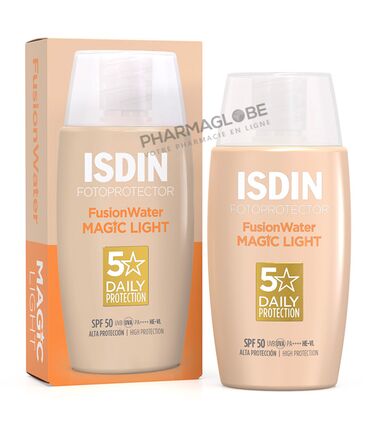 ISDIN-Fotoprotector-Fusion-Water-Magic-Light-SPF-50-Flacon-50-ml-Crème-Solaire-Visage-Teintée-pharmaglobe.lu