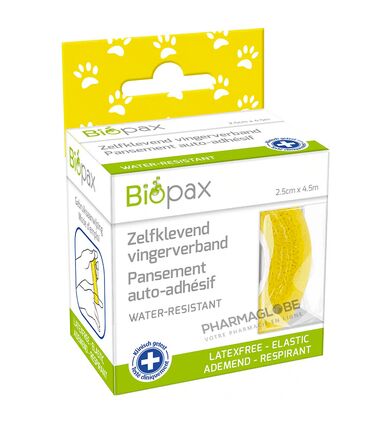 BIOPAX-BANDE-AUTO-ADHESIVE-DOIGTS-JAUNE-DESIGN-pharmaglobe.lu