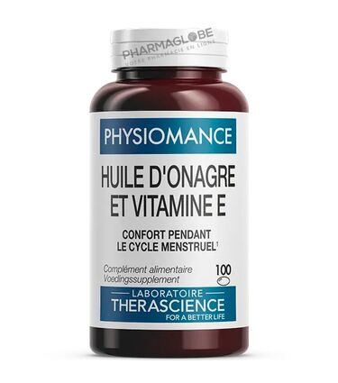 PHYSIOMANCE-HUILE-ONAGRE-+-VITAMINE-E-100-CAPSULES-complement-alimentaire-Therascience-confort-cycle-menstruel-pharmaglobe.lu