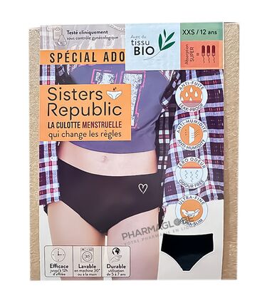 SISTERS-REPUBLIC-SHORTY-12ANS-culotte-menstrulelle-special-ado-pharmaglobe.lu