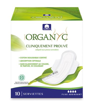 organyc-serviettes-flux-abondant-bio-boite-10-serviettes-hypoallergenique-pharmaglobe.lu