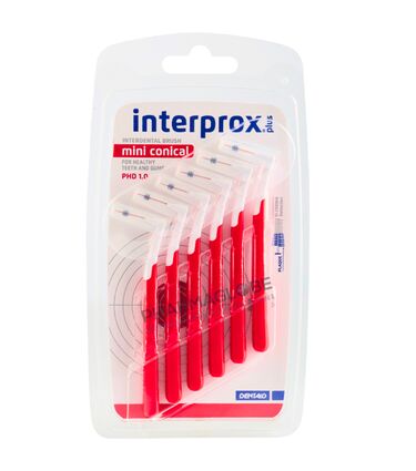 Interprox-Mini-Conical-Rouge-Blister-6-Brossettes-Interdentaires-Espaces-Interdentaires-de-1-0-mm-pharmaglobe.lu
