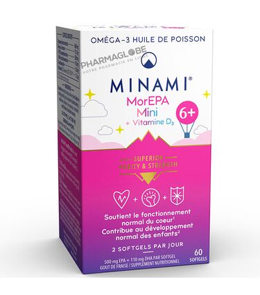 Minami-MorEPA-Mini-plus-Vitamine-D3-Goût-de-Fraise-60-Softgels-pharmaglobe.lu