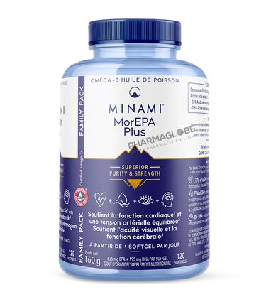 Minami-MorEPA-Plus-Goût-Orange-120-Softgels-Oméga-3-Huile-de-Poisson-pharmaglobe.lu